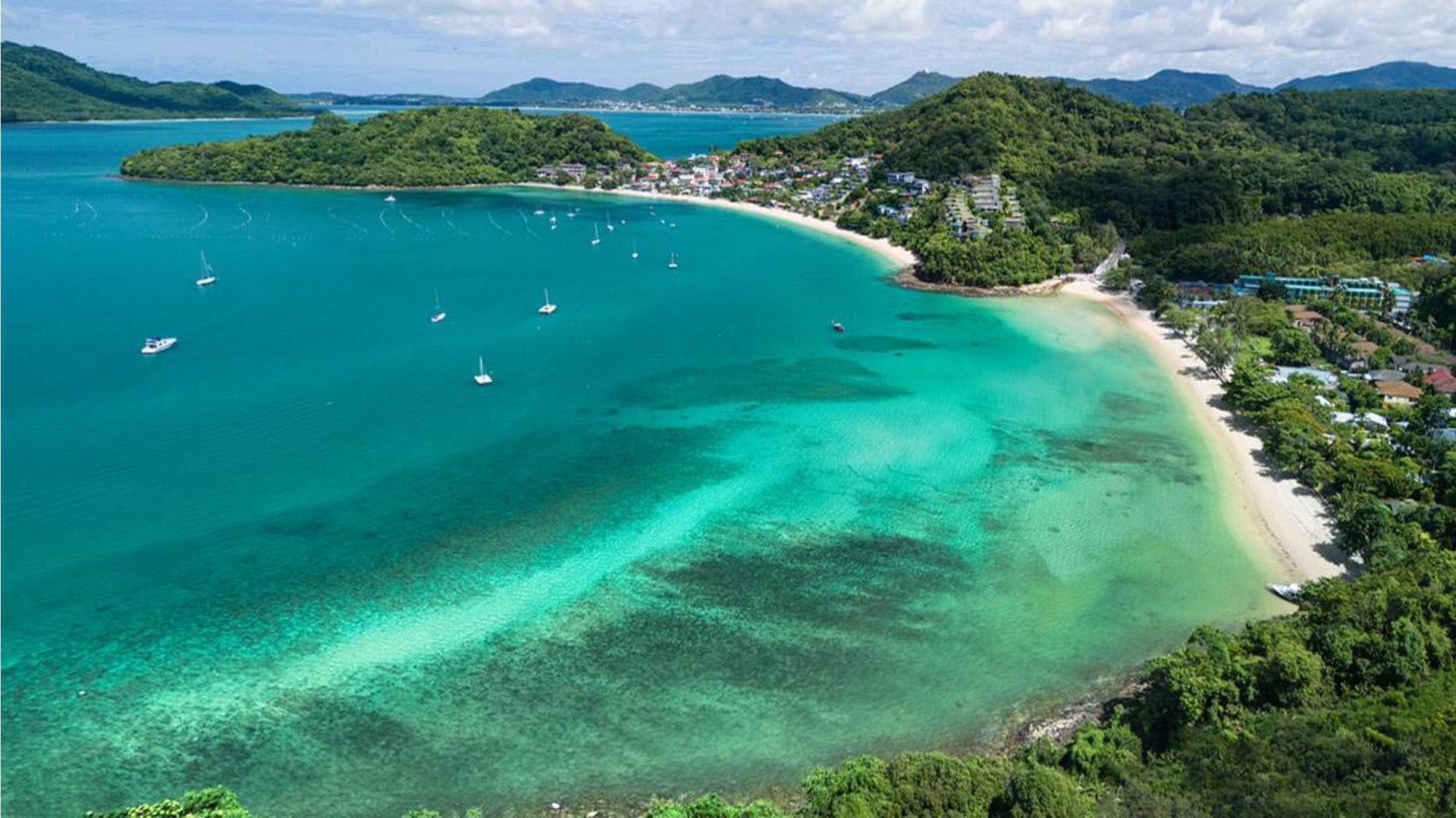 Aerial view of Ao Yon Bay and the villa's white sand beach