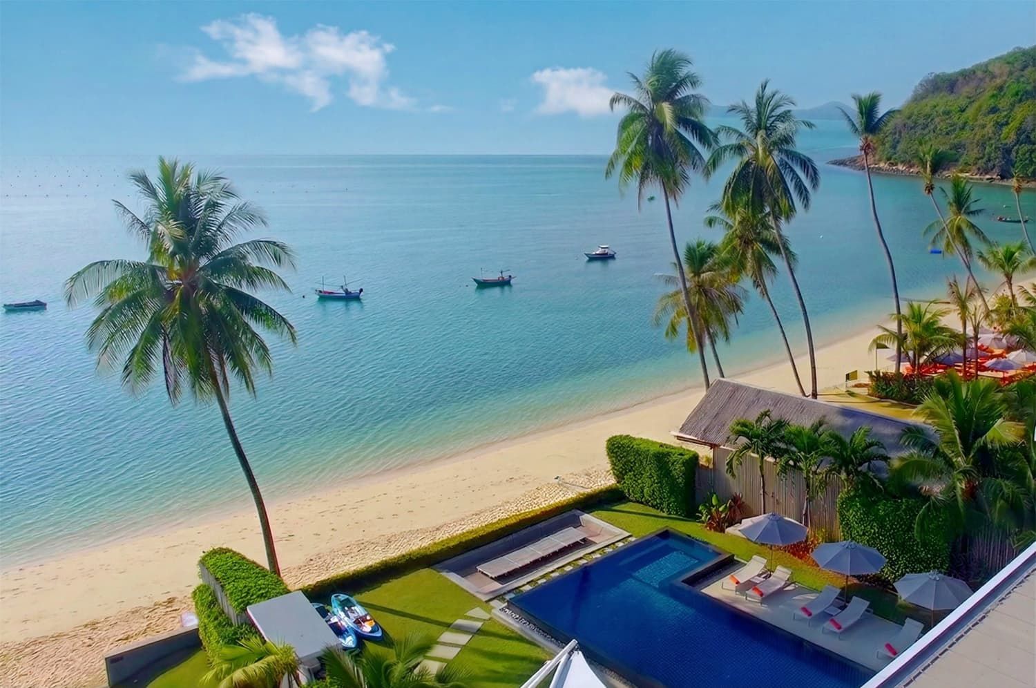 Aerial view of Ao Yon Beach Villa and Ao Yon Bay